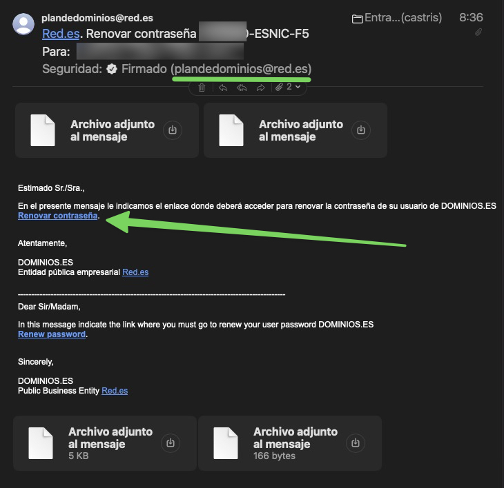 Correo de renovación de contraseña