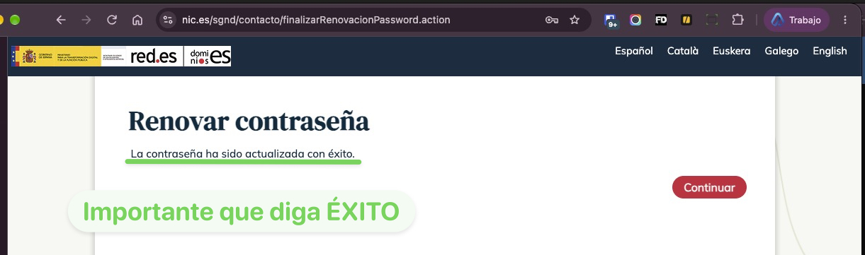 Contraseña actualizada