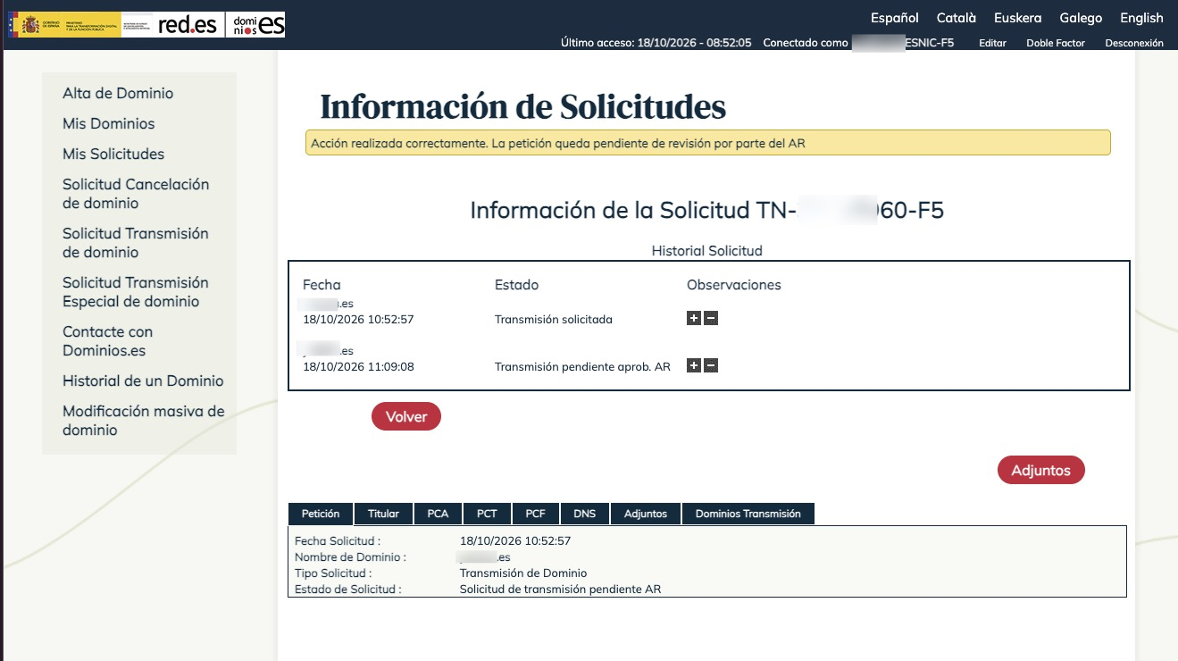 Solicitud pendiente de aprobación del agente registrador